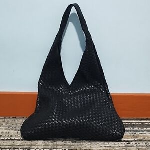Elegant Black Woven Tote Bag